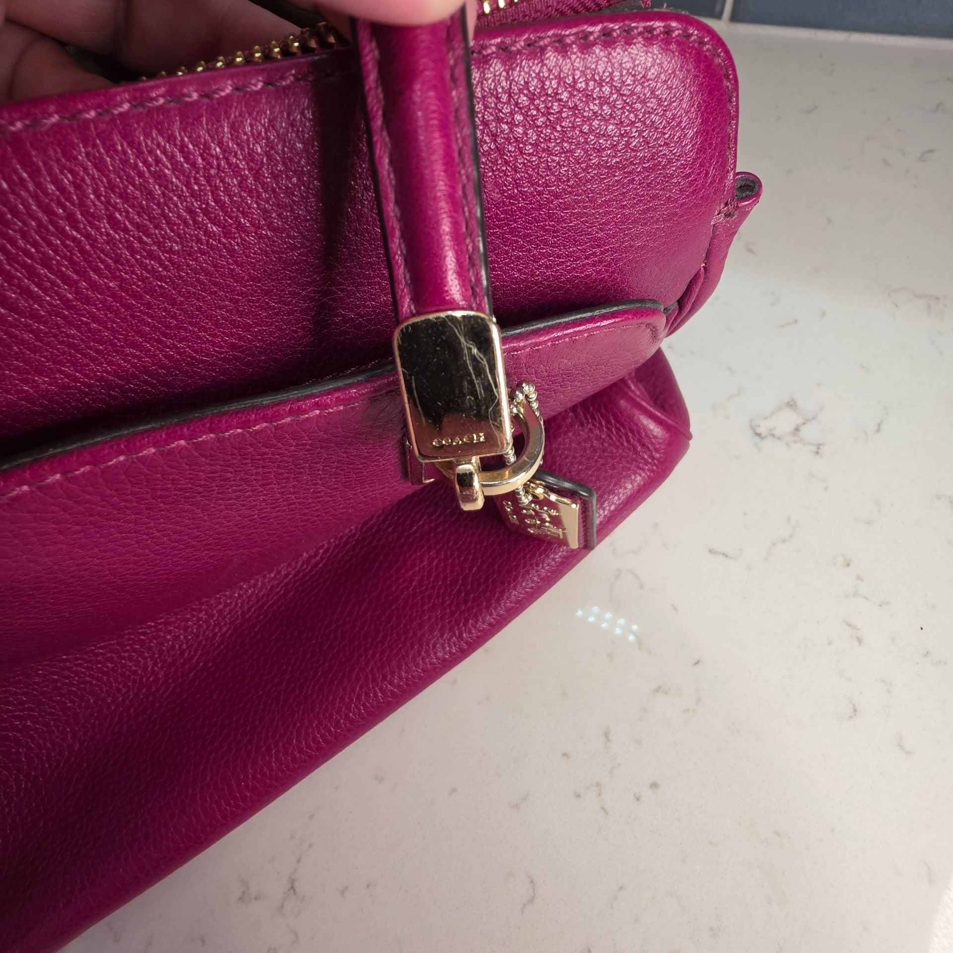 Coach Madison Phoebe Shoulder Bag Pink Pebbled Leather Satchel 12