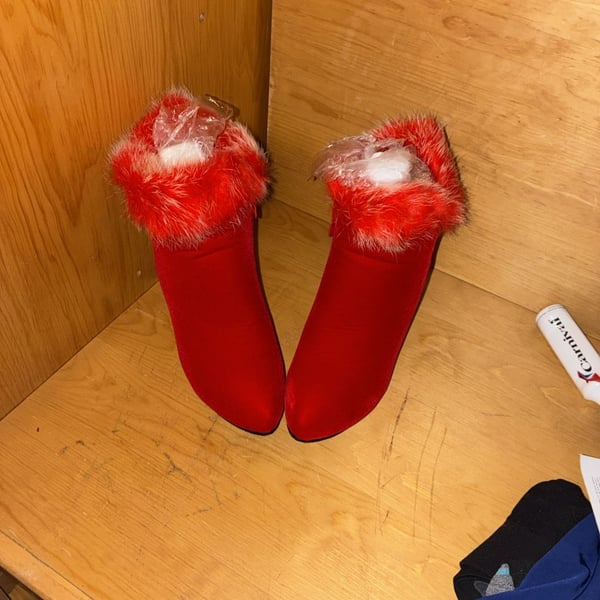 Red Suede Faux Fur Stiletto Ankle Boots Size 39