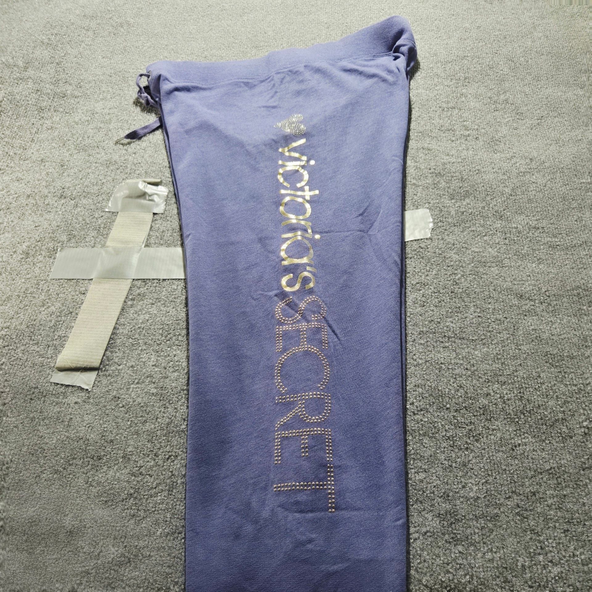Victoria's Secret Supermodel Essentials L/G Purple Rhinestone Sweatpants 9