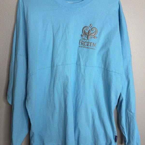 Disney Frozen Spirit Jersey Size XL Blue Glitter Let It Go Broadway