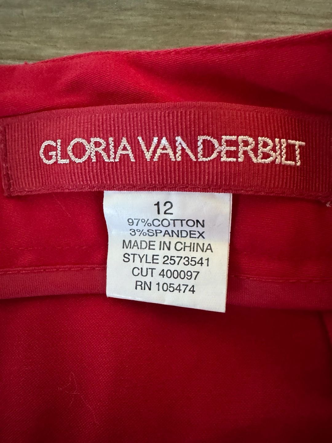 Gloria Vanderbilt Skirt Size 12 Red Cotton Spandex 4