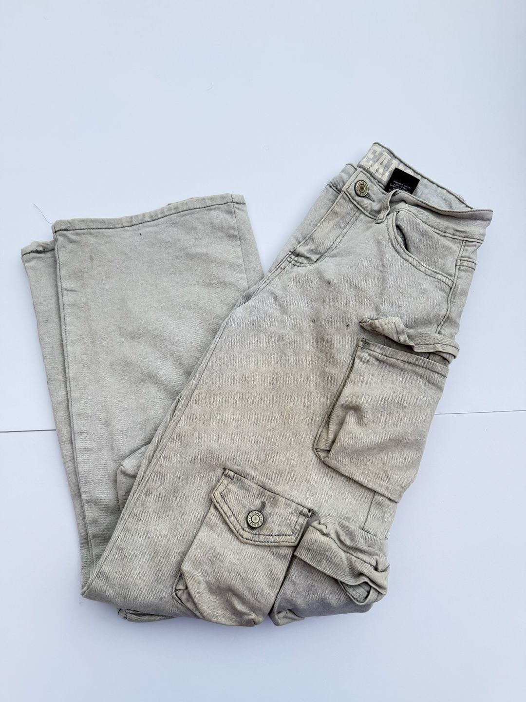 VIP Jeans Cargo Pants Size 3/26 Grey Denim Multi Pocket Y2K 3
