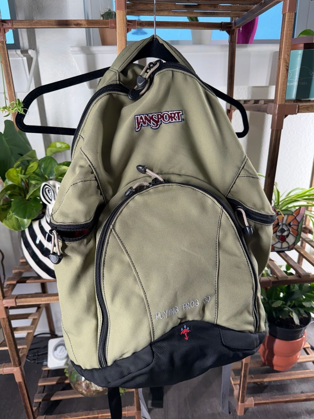Jansport Flying Frog 30 Backpack Green Black Vintage Hiking Daypack 2