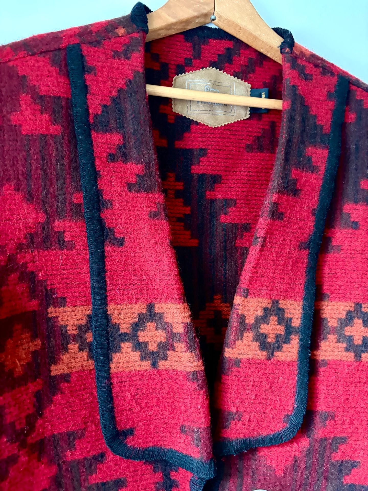 1990's Made in USA Vintage Woolrich Southwestern Wool Concha Vest Ladies Size L - 6