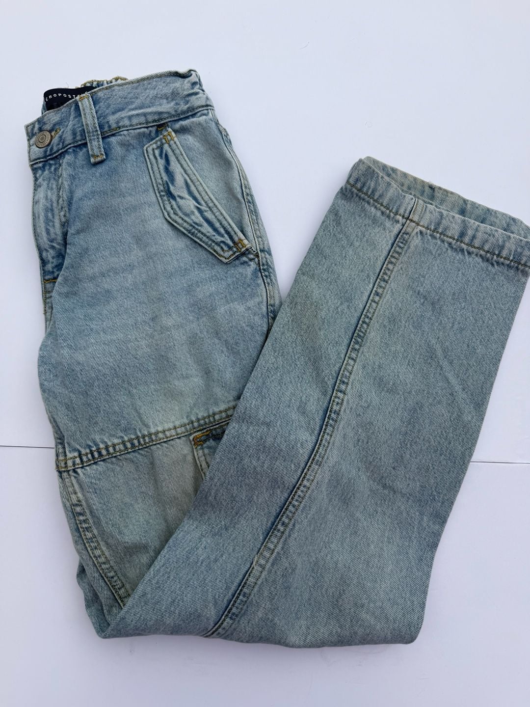 Aeropostale Denim Cargo Jeans Size XS Light Wash 3