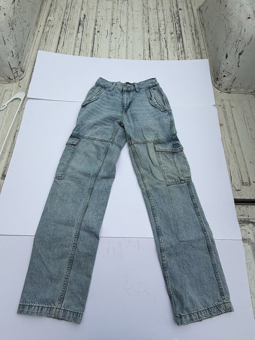 Aeropostale Denim Cargo Jeans Size XS Light Wash 7