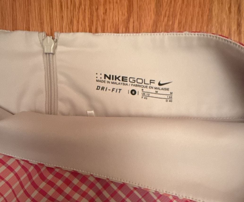 Nike Golf Skort Size 8 Pink Plaid Dri-FIT Athletic Tennis Skirt 4