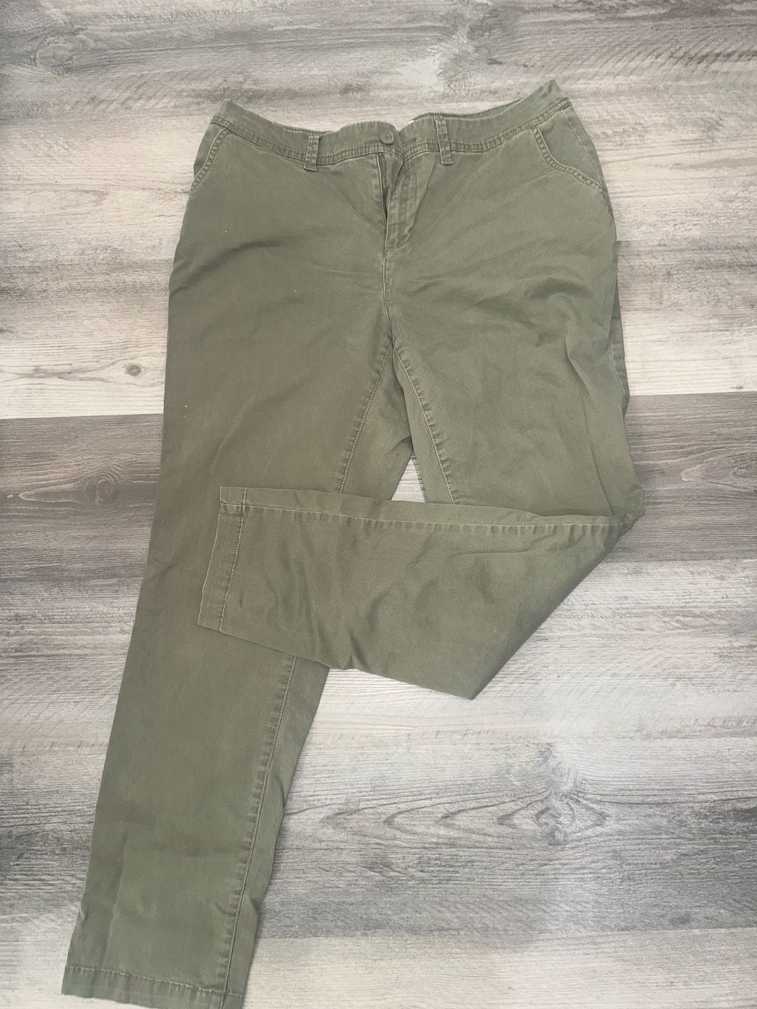 A New Day Chino Pants Size 12 Green Stretch Cotton 2