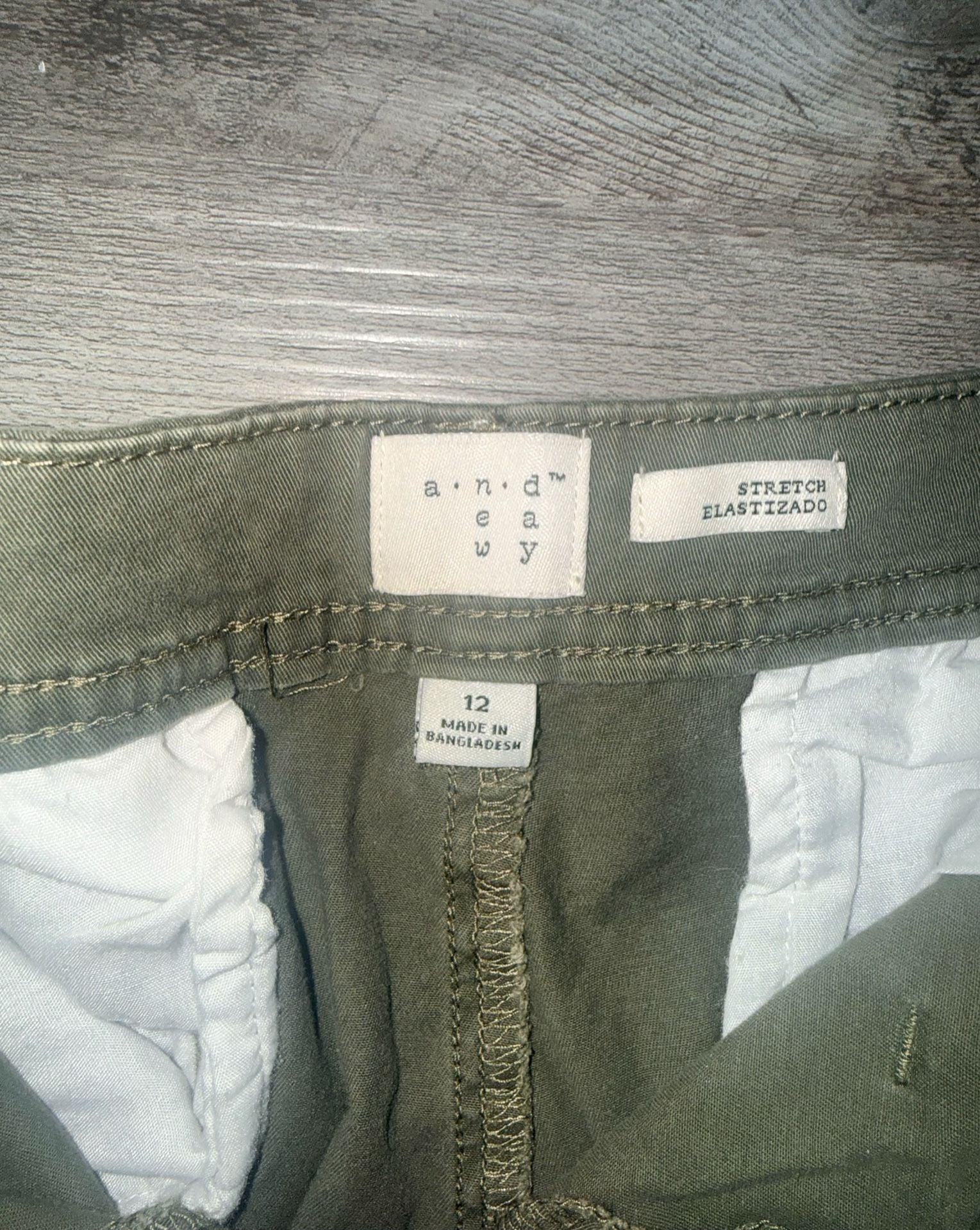 A New Day Chino Pants Size 12 Green Stretch Cotton 4