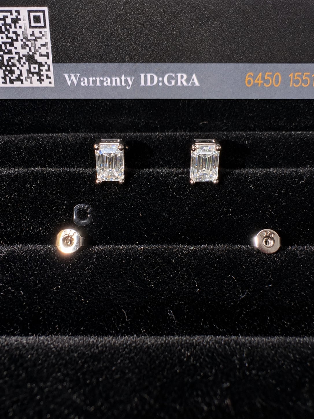 GRA Emerald Cut Moissanite Stud Earrings 1.0ct 925 Sterling Silver 3