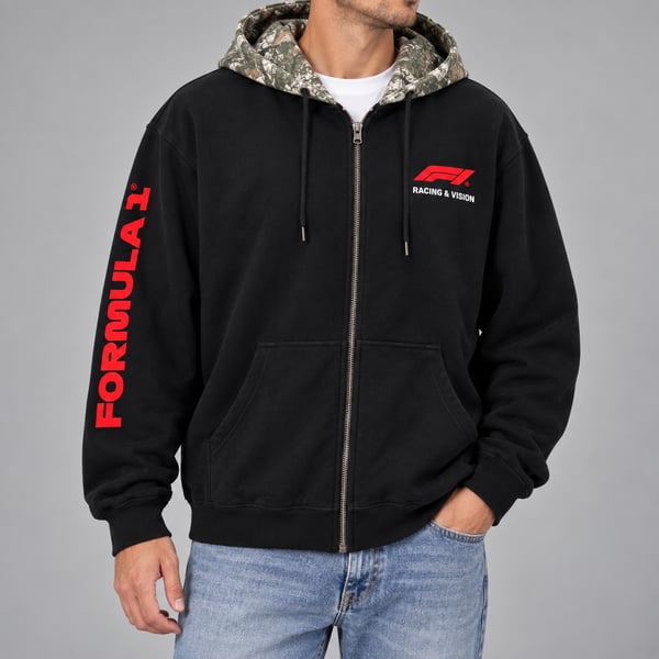 Formula 1 F1 Hybrid Apparel XL Black Camo Hood Zip Up Hoodie Racing