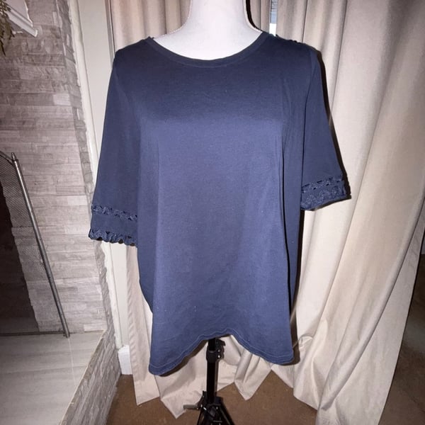 Chico's Blue Lace Trim Tee Size 3 XL