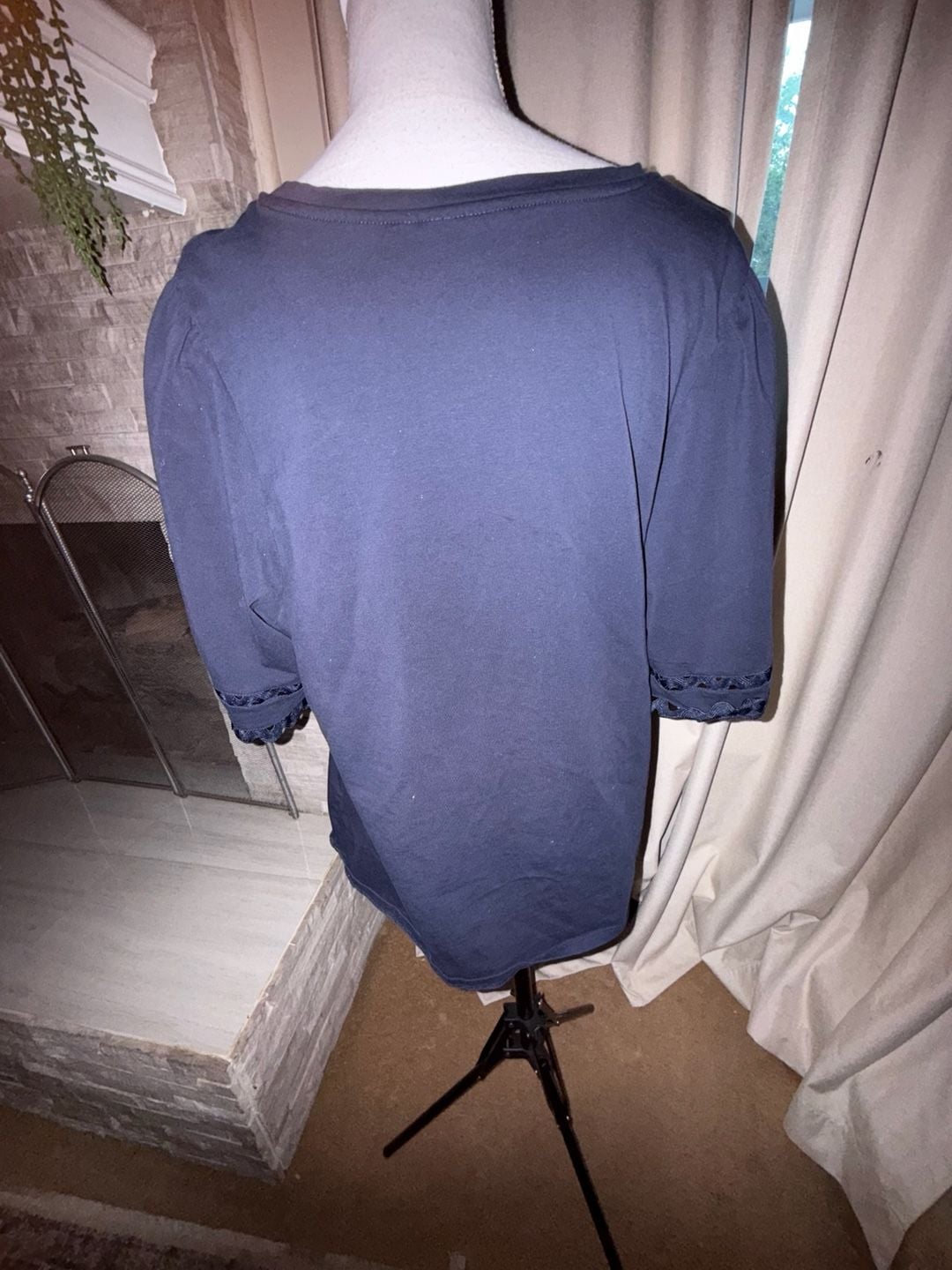 Chico's Blue Lace Trim Tee Size 3 XL 4