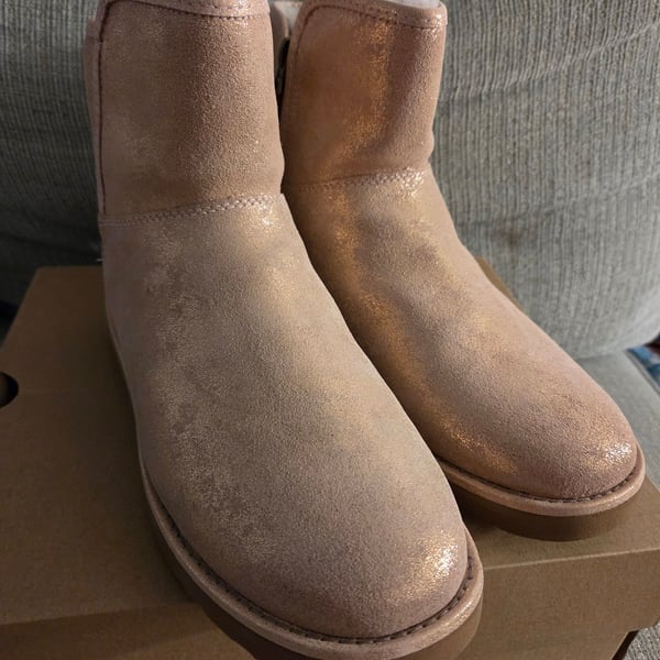UGG Classic Abree Mini II Stardust Metallic Rose Gold Boots