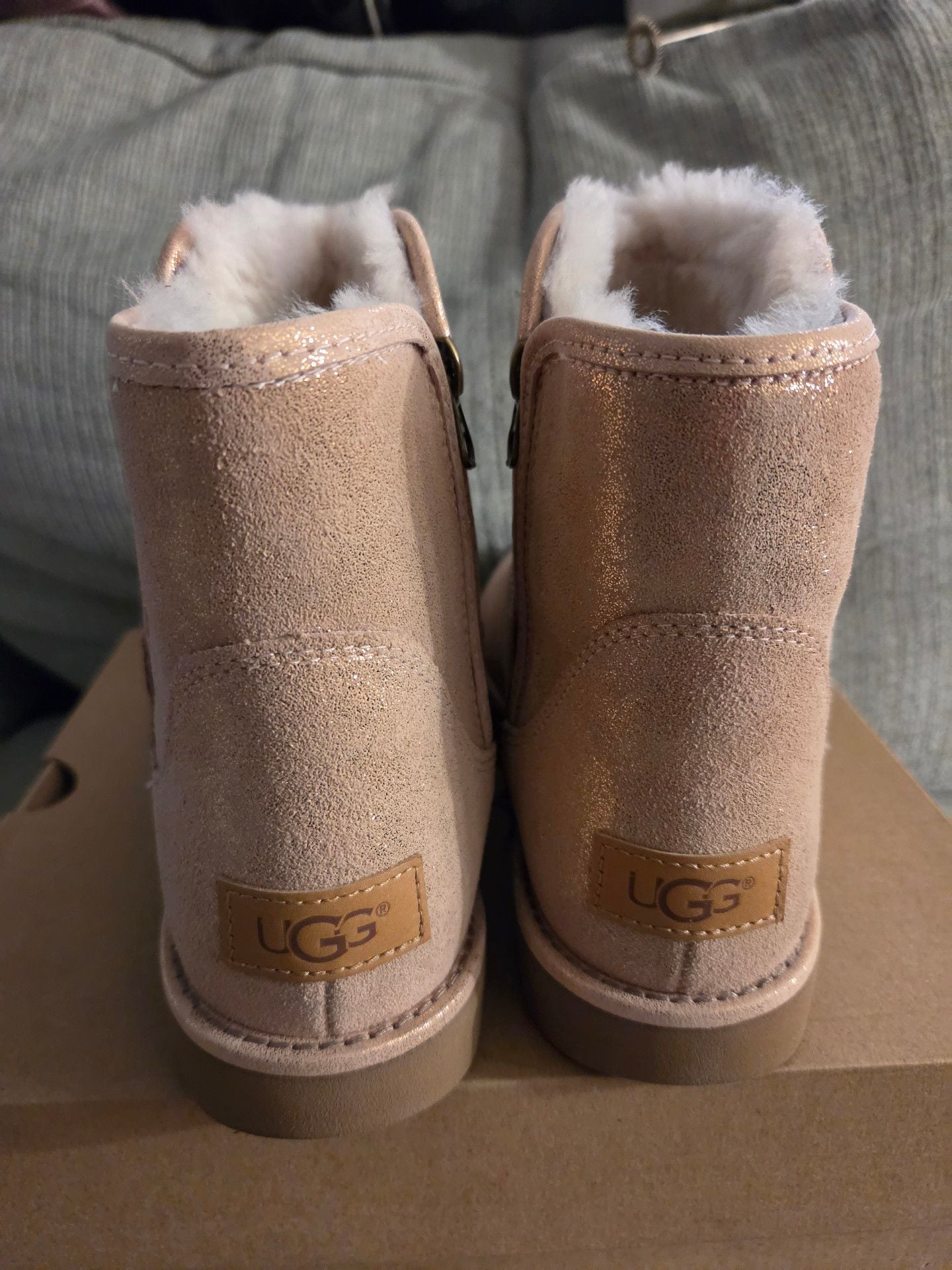 UGG Classic Abree Mini II Stardust Metallic Rose Gold Boots 3