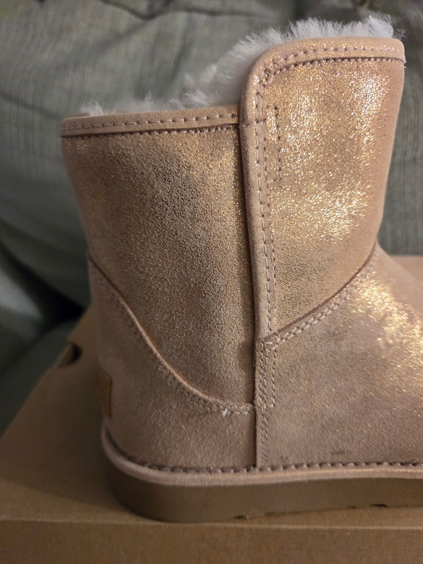 UGG Classic Abree Mini II Stardust Metallic Rose Gold Boots 5