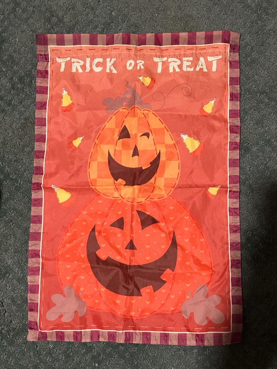 Trick Or Treat Jack-O-Lantern Garden Applique Flag 1