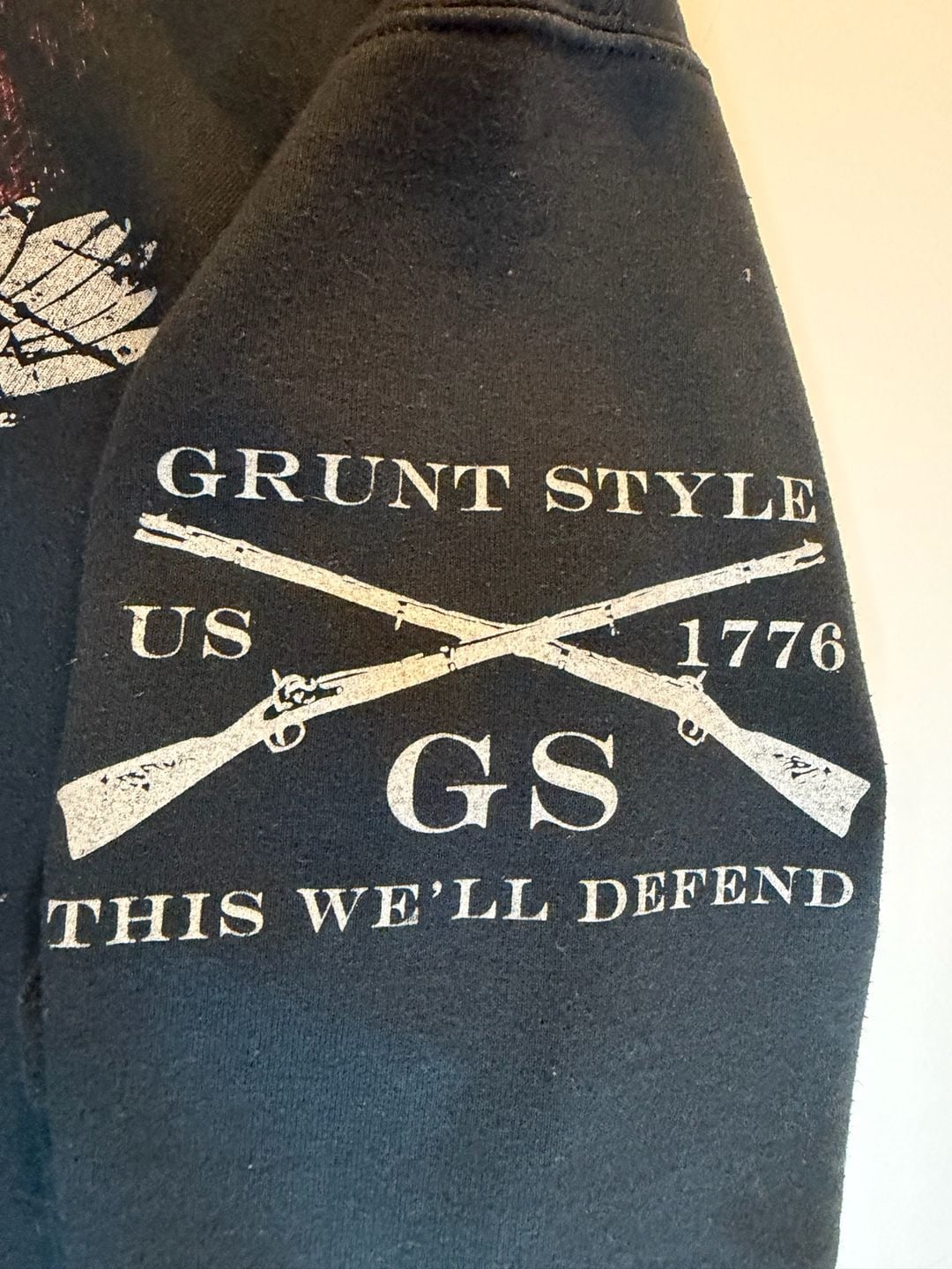 Grunt Style Hoodie Size Medium Black Eagle US 1776 American Flag 5