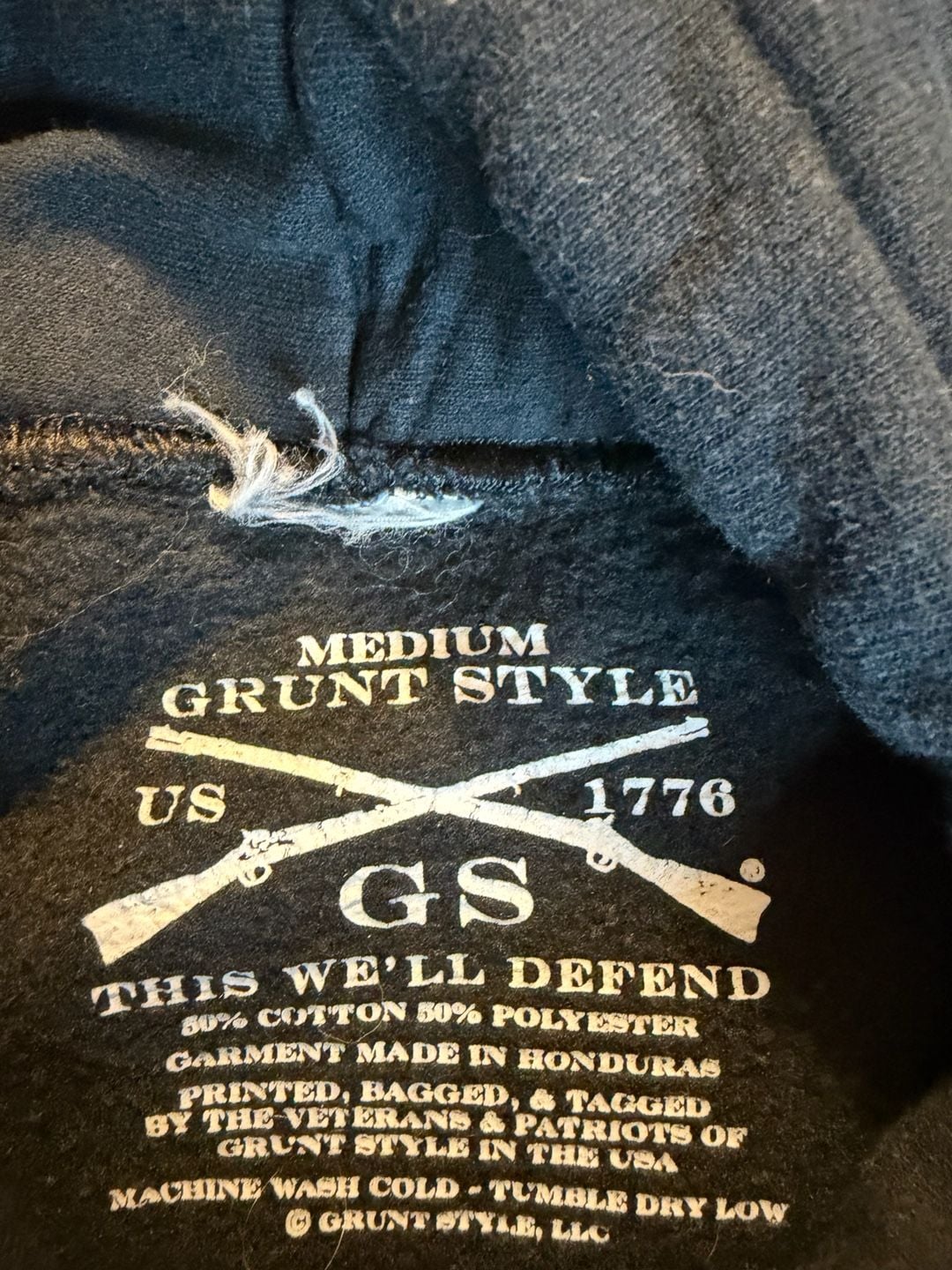 Grunt Style Hoodie Size Medium Black Eagle US 1776 American Flag 6