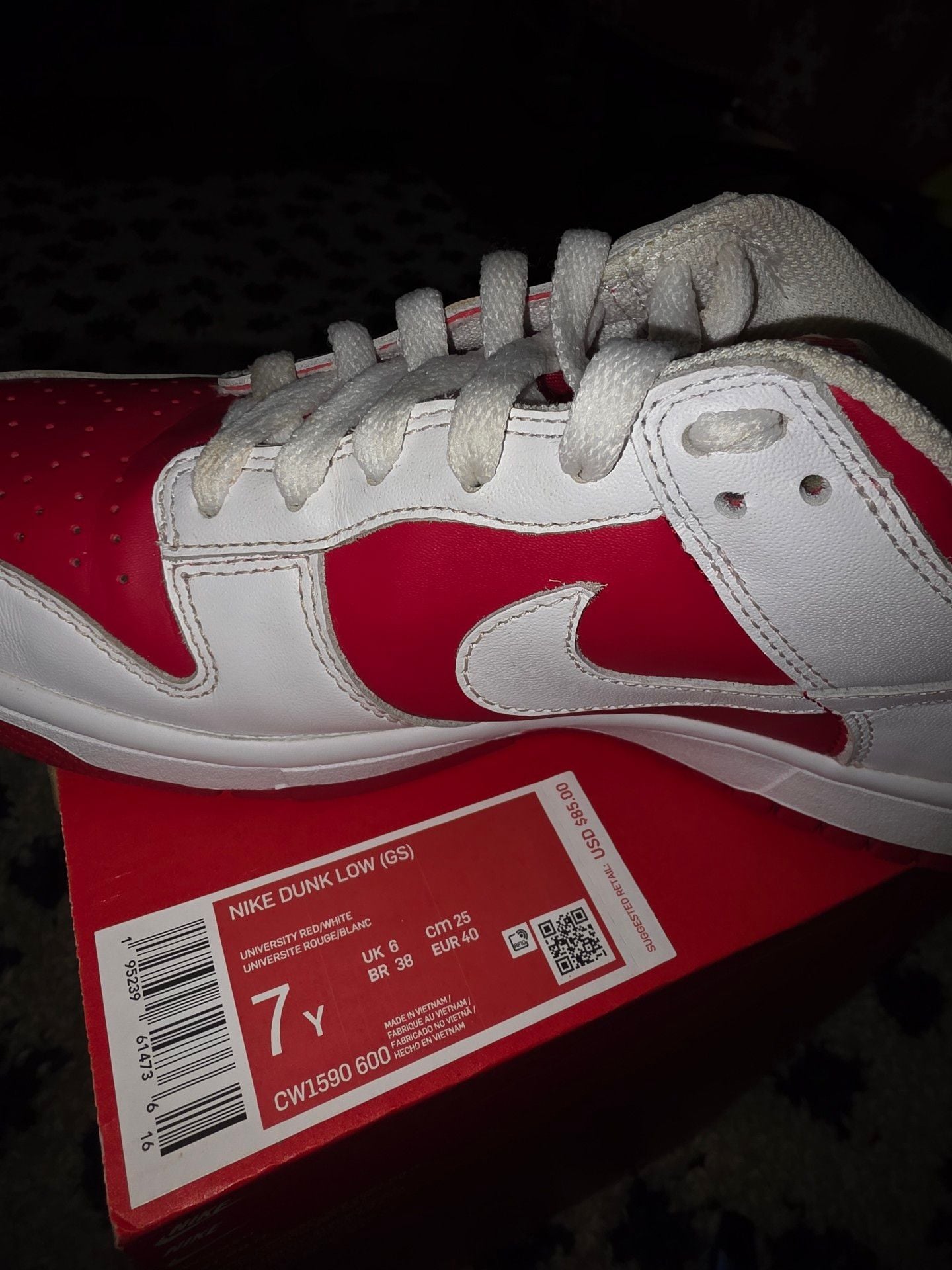 Nike Dunk Low Retro Championship Red University Red White Sneakers 7