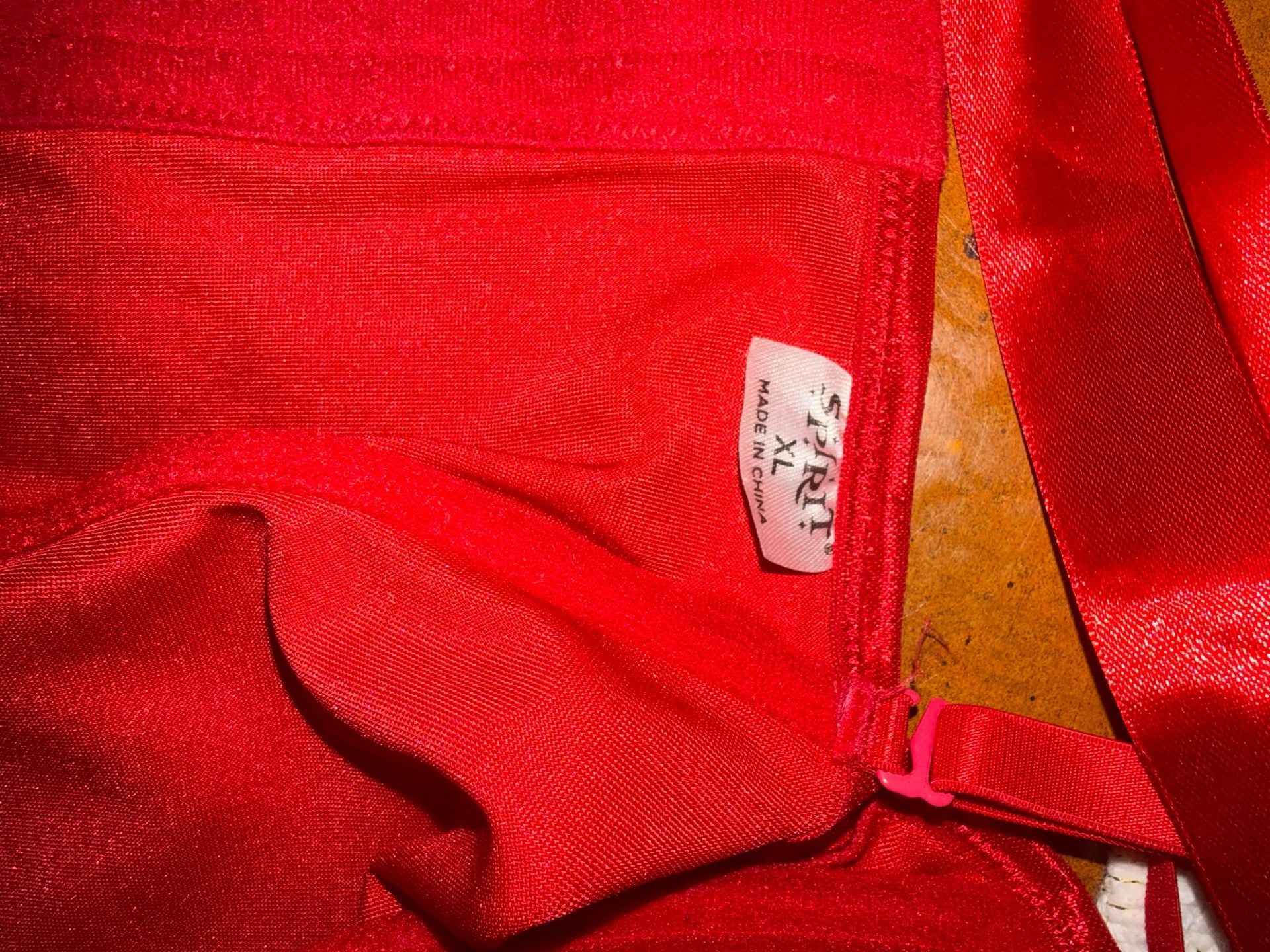 SPIRIT Red Satin Corset Top Size XL Lace Up Back 2
