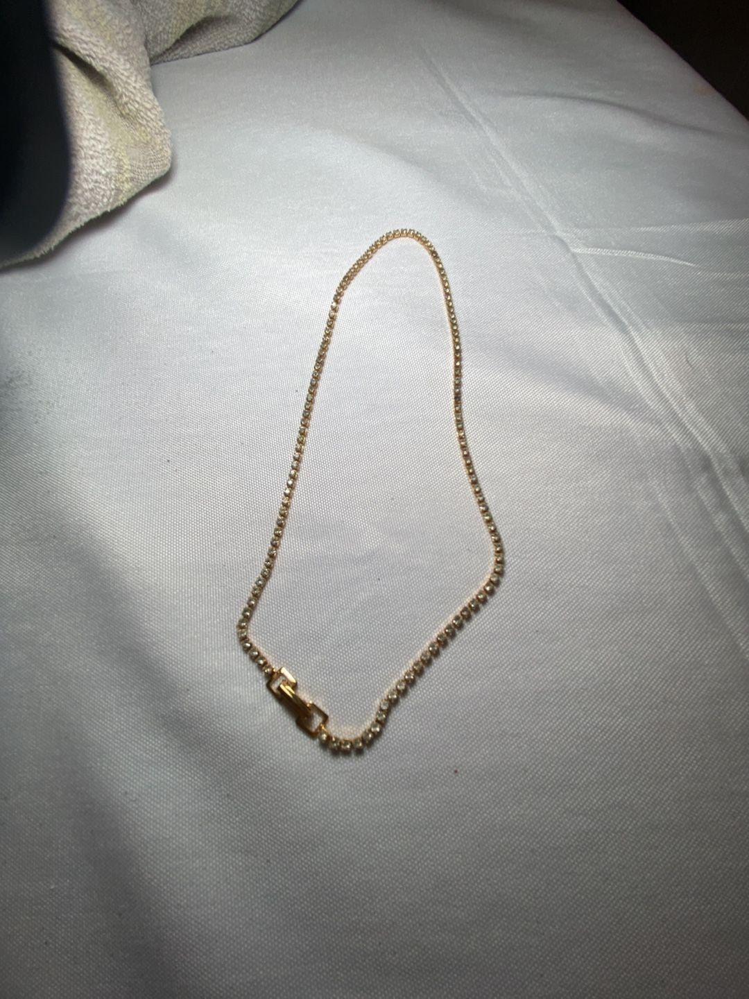 Gold Tone Rhinestone Tennis Necklace 2