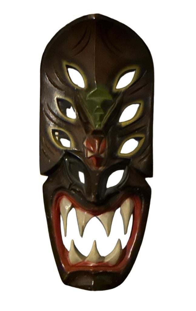 Hand Carved Wooden Tiki Wall Masks Pair 3