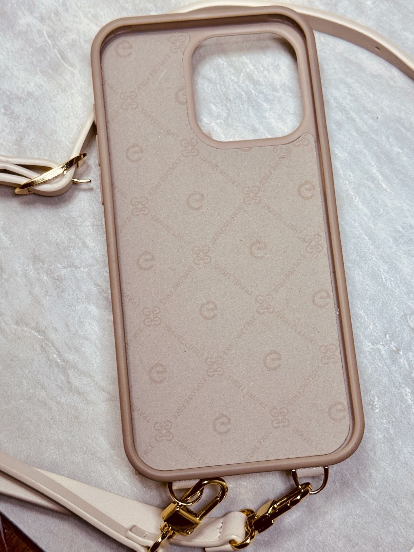 ZVE Crossbody Wallet iPhone 14 Pro Max Case Beige Quilted Leather with Strap 5