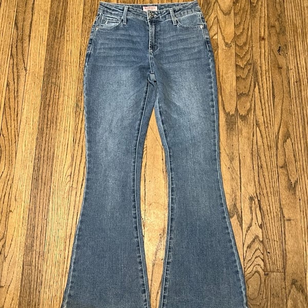 Juicy Couture Flare Jeans Size 3/26 Blue Denim Rhinestone Logo