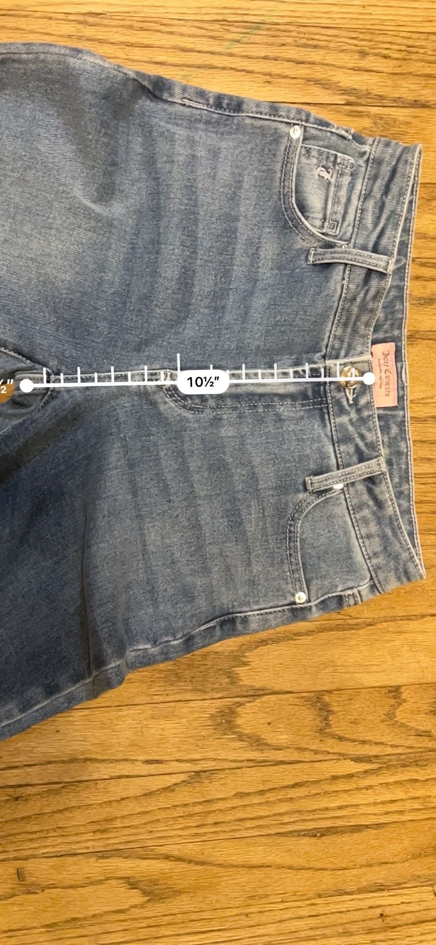 Juicy Couture Flare Jeans Size 3/26 Blue Denim Rhinestone Logo 5