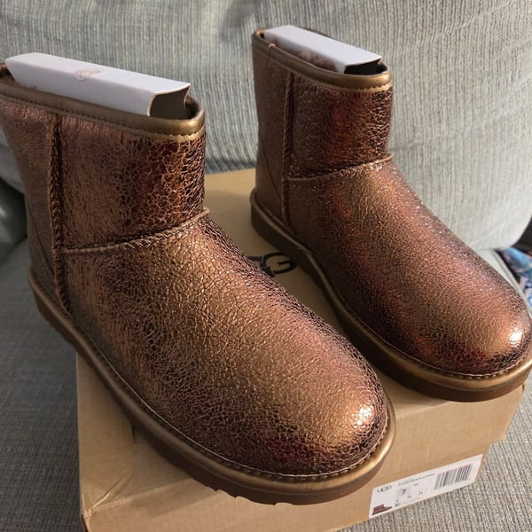 UGG Classic Mini Metallic Sparkle Size 7 Bronze Boots