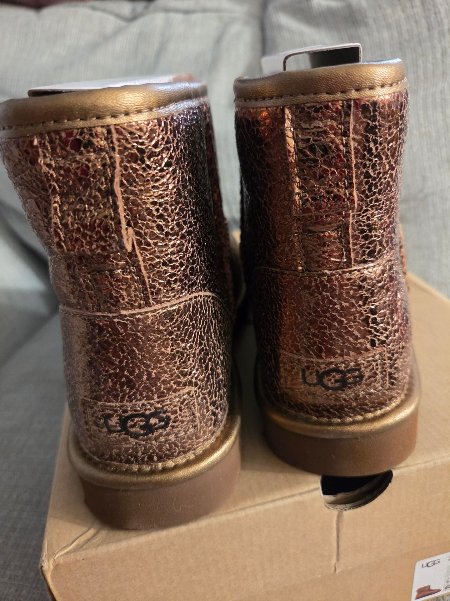 UGG Classic Mini Metallic Sparkle Size 7 Bronze Boots 4