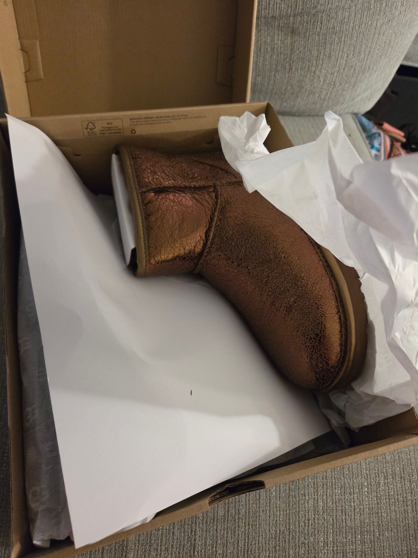 UGG Classic Mini Metallic Sparkle Size 7 Bronze Boots 7