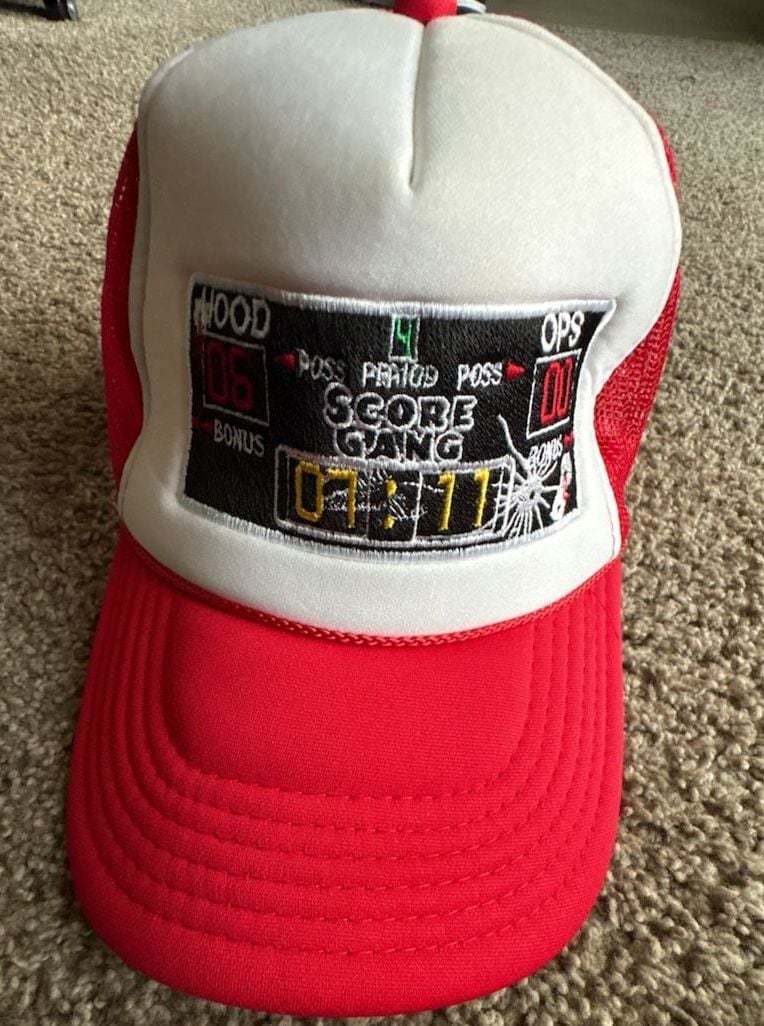 Score Gang Scoreboard Trucker Hat Red White 2