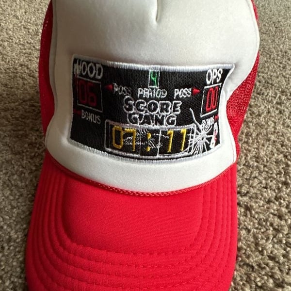 Score Gang Scoreboard Trucker Hat Red White