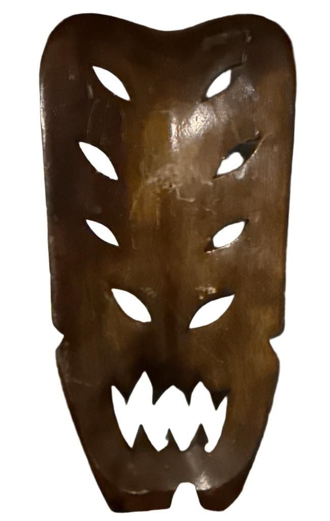Hand Carved Wooden Tiki Wall Masks Pair 4
