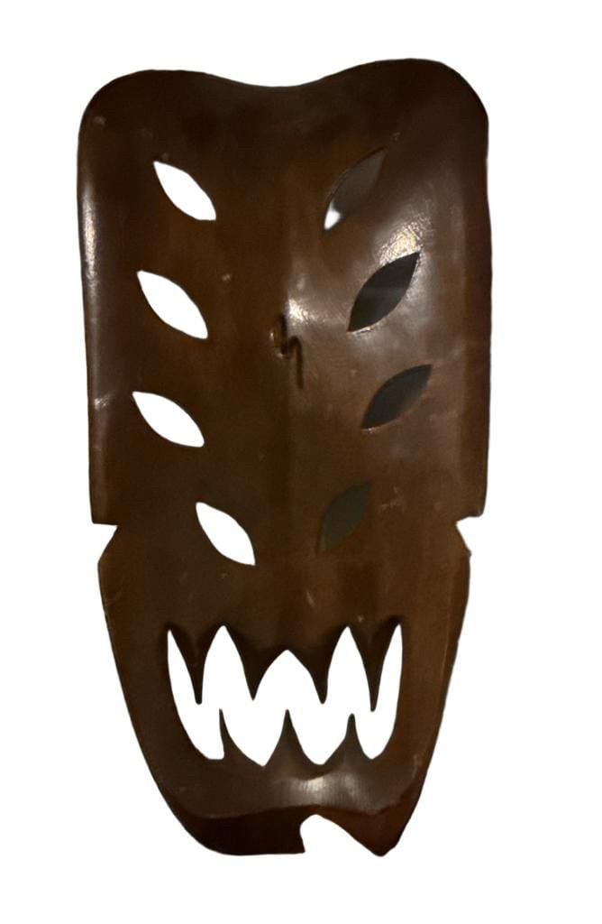 Hand Carved Wooden Tiki Wall Masks Pair 6