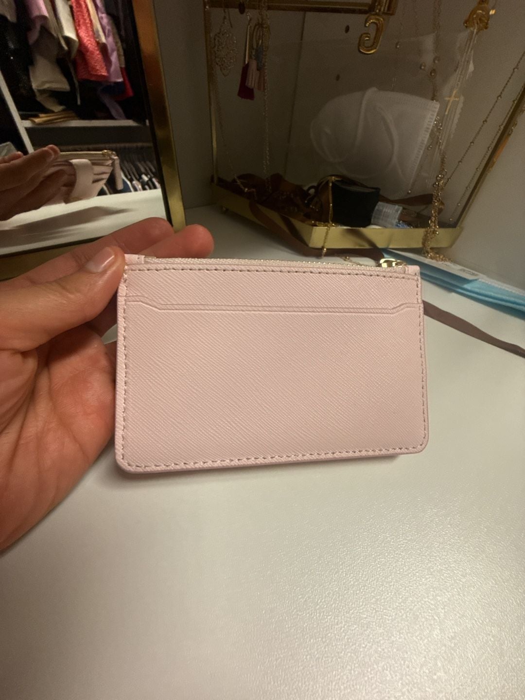 The Marc Jacobs The Softshot Top Zip Card Holder Pink Leather 4