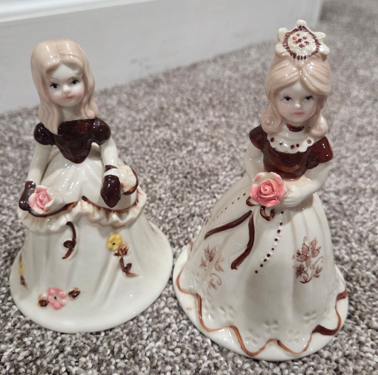 Brinn's Porcelain Girl Bells Set Vintage Floral Ball Gown 1