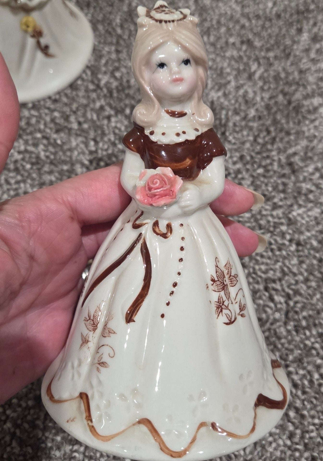 Brinn's Porcelain Girl Bells Set Vintage Floral Ball Gown 5