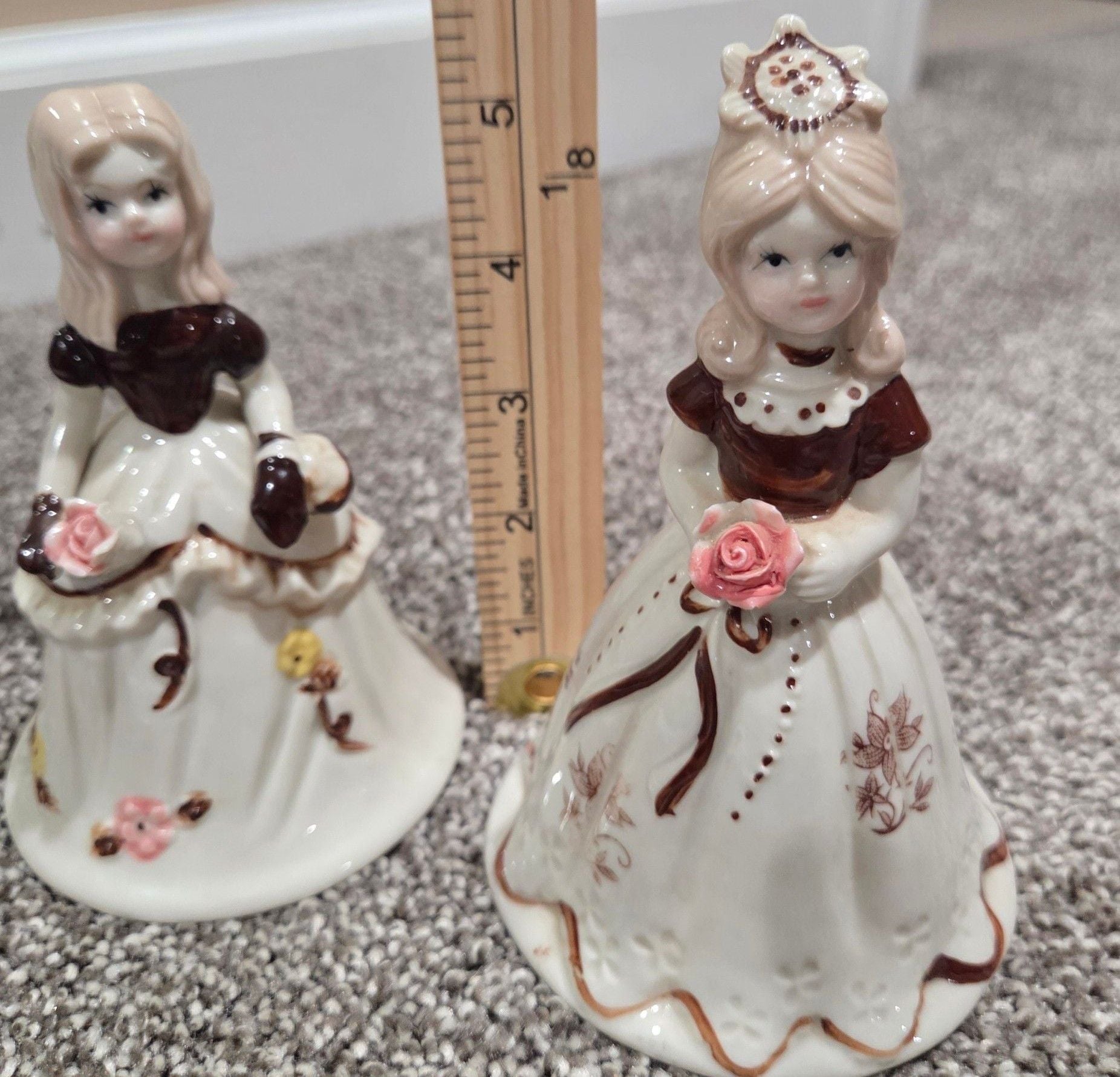 Brinn's Porcelain Girl Bells Set Vintage Floral Ball Gown 12