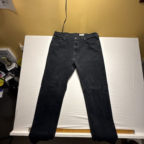 Wrangler Regular Fit Jeans Size 38x32 Black Denim