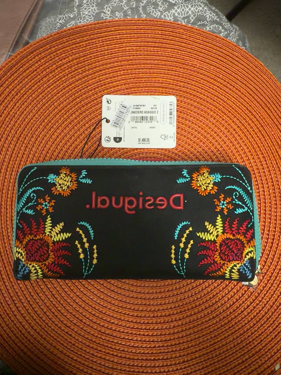 Desigual Onedero Adaggio Z Wallet Black Floral Embroidered 2