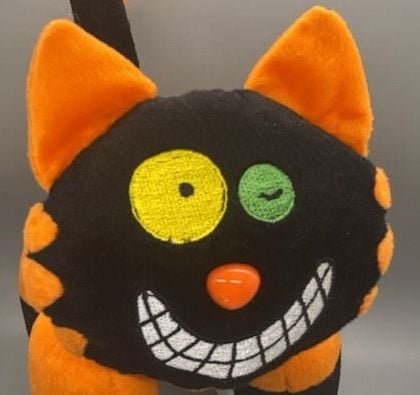 Atico Posable Halloween Cat Black Orange Stripe Plush Grinning Grunge Kitty Vtg  9
