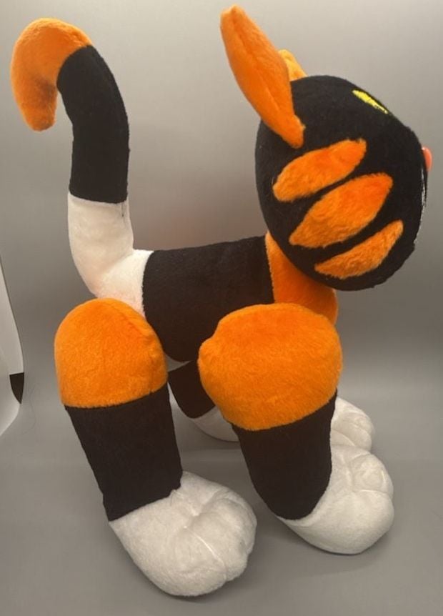 Atico Posable Halloween Cat Black Orange Stripe Plush Grinning Grunge Kitty Vtg  10