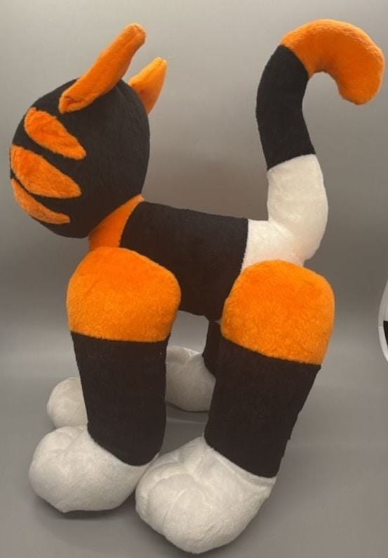 Atico Posable Halloween Cat Black Orange Stripe Plush Grinning Grunge Kitty Vtg  11