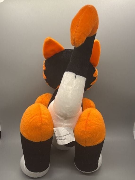 Atico Posable Halloween Cat Black Orange Stripe Plush Grinning Grunge Kitty Vtg  8