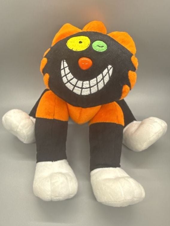 Atico Posable Halloween Cat Black Orange Stripe Plush Grinning Grunge Kitty Vtg  7