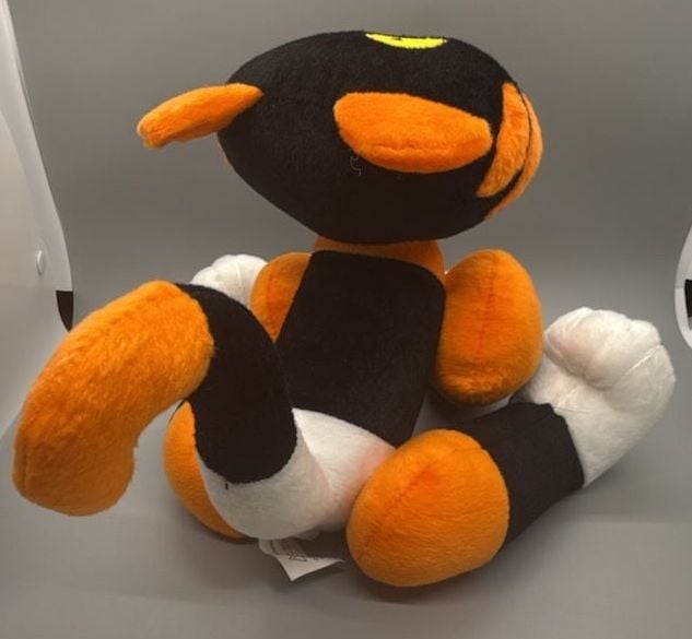 Atico Posable Halloween Cat Black Orange Stripe Plush Grinning Grunge Kitty Vtg  14