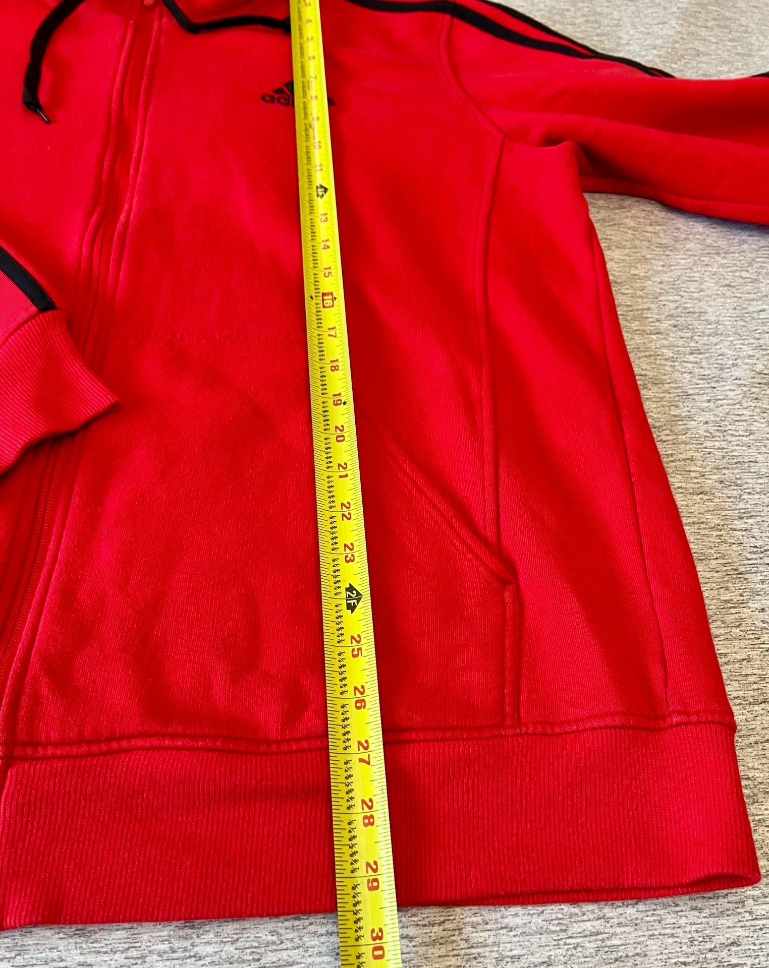 adidas Essentials 2- Stripes Fleece Hoodie - Red 7